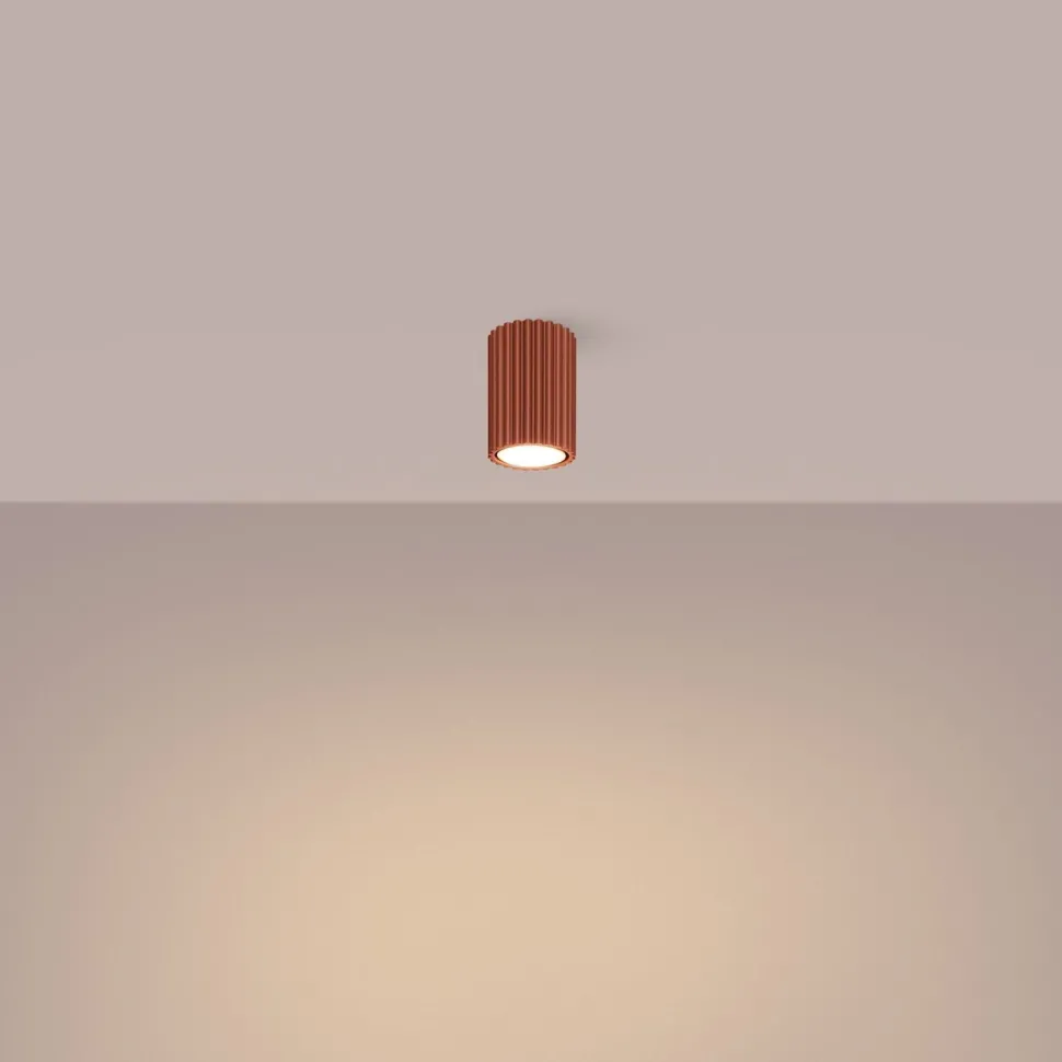 Aufbauspot Aufputz Ø 6,5 cm H: 10 cm klein Aluminium GU10 Rot