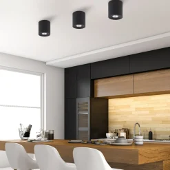 Aufbauspot Schwarz Metall Ø 11 cm rund GU10 ADELIA