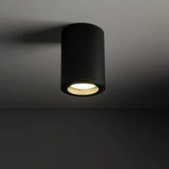 Aufbaustrahler Schwarz Metall IP44 Ø6,5 cm GU10 Aufputz
