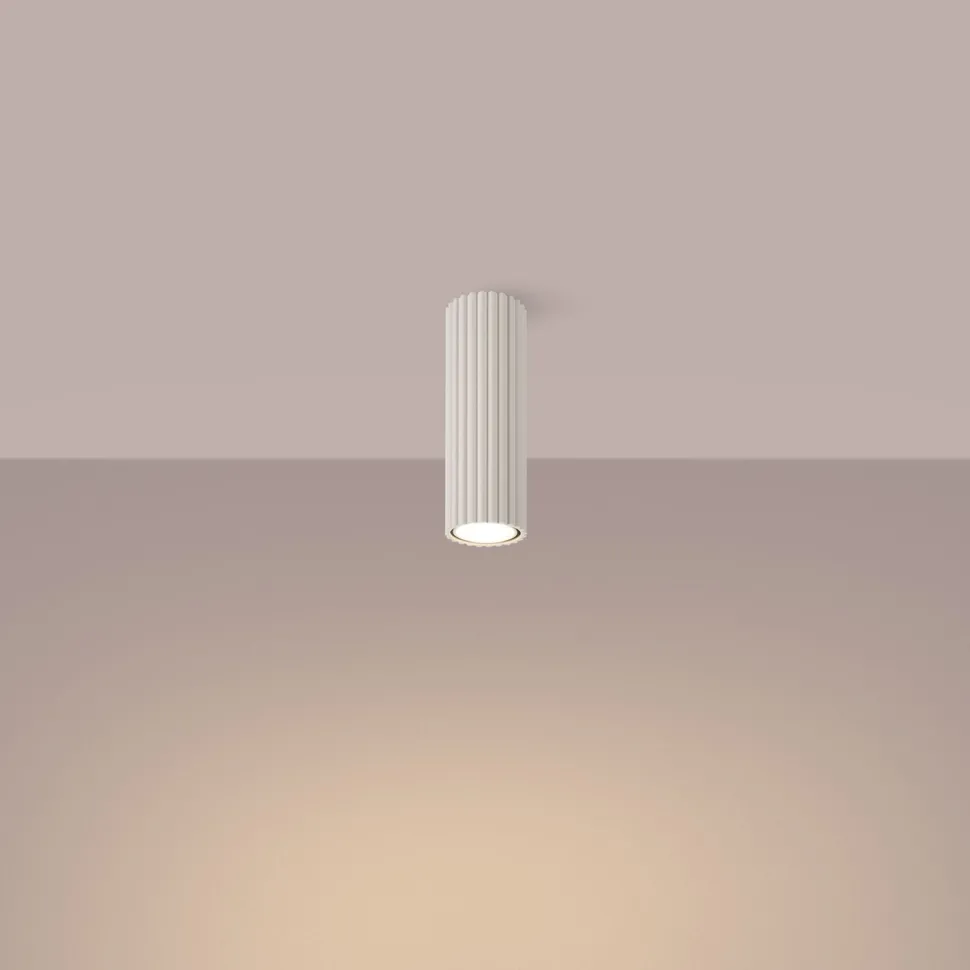 Aufputz Deckenspot GU10 Ø 6,5 cm H: 20 cm in Creme Modern Alu