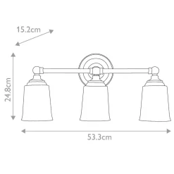 Bad Lampe Spiegel 53,3 cm breit IP44 mit 3x G9 LED 3000 K warm