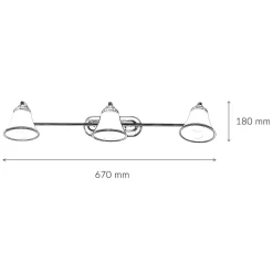 Bad Wandlampe 3xE14 67cm drehbar Jugendstil GRANDO