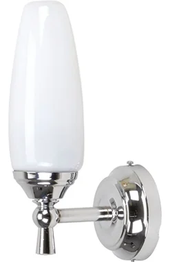 Bad Wandleuchte aus Messing in Chrom Weiß rostfrei