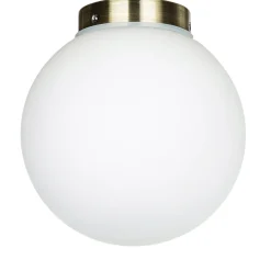 Badezimmerlampe Decke in Messing Weiß Glas Kugel