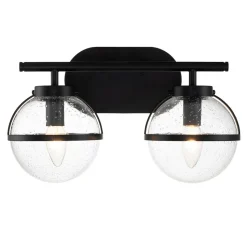 Badezimmerlampe Glas Metall IP44 38,1 cm breit Schwarz