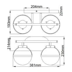 Badezimmerlampe Glas Metall IP44 38,1 cm breit Schwarz