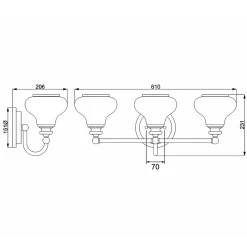 Badezimmerlampe LED G9 IP44 B: 61 cm Messing Weiß
