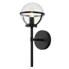Badezimmerlampe Metall Glas IP44 40,3 cm hoch Schwarz