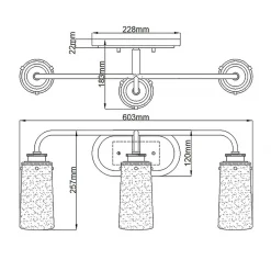 Badezimmerlampe Spiegel B: 60,3 cm IP44 3x E27 Metall Glas