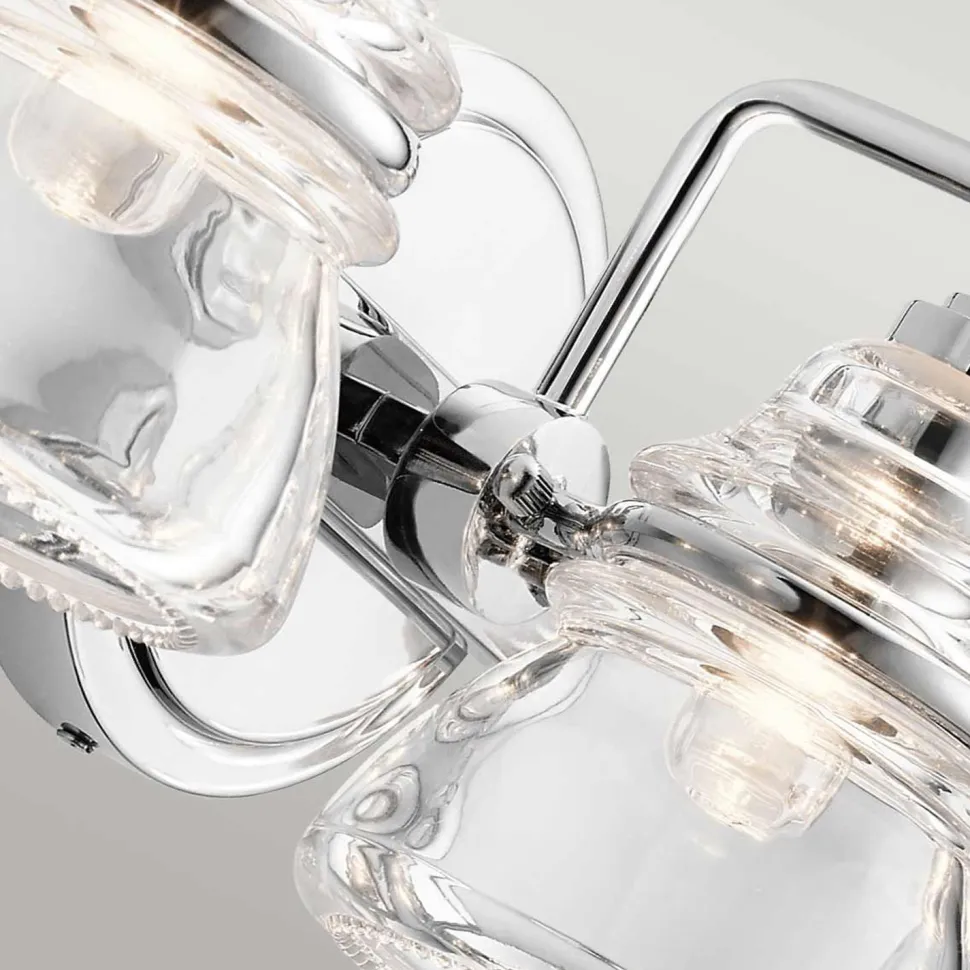 Badezimmerlampe Spiegel Metall Glas 55,9 cm breit IP44 G9 LED