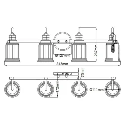 Badezimmerlampe Wand Chrom Weiß B: 81,3 cm IP44 G9 LED