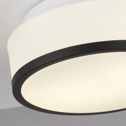 Badezimmerleuchte Decke Ø 23 cm rund Glas Weiß Schwarz IP44