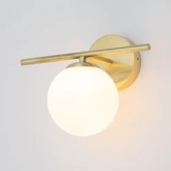 Badezimmerleuchte Kugelschirm G9 IP44 in Messing Weiß