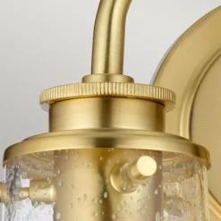 Badezimmerleuchte Wand B: 37,4 cm IP44 Metall Glas in Messing