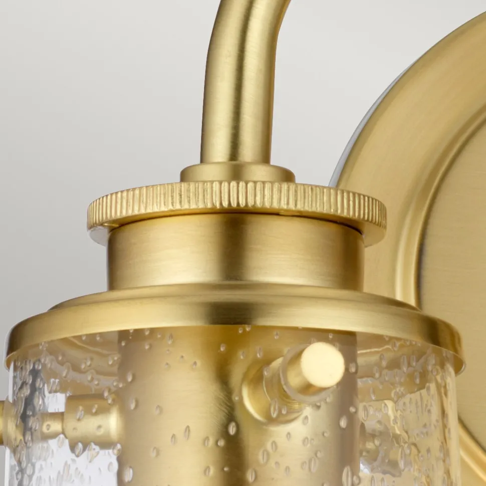 Badezimmerleuchte Wand B: 37,4 cm IP44 Metall Glas in Messing