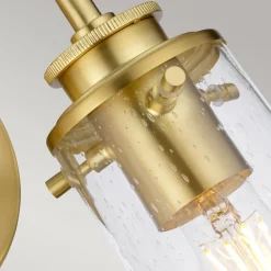 Badezimmerleuchte Wand B: 37,4 cm IP44 Metall Glas in Messing