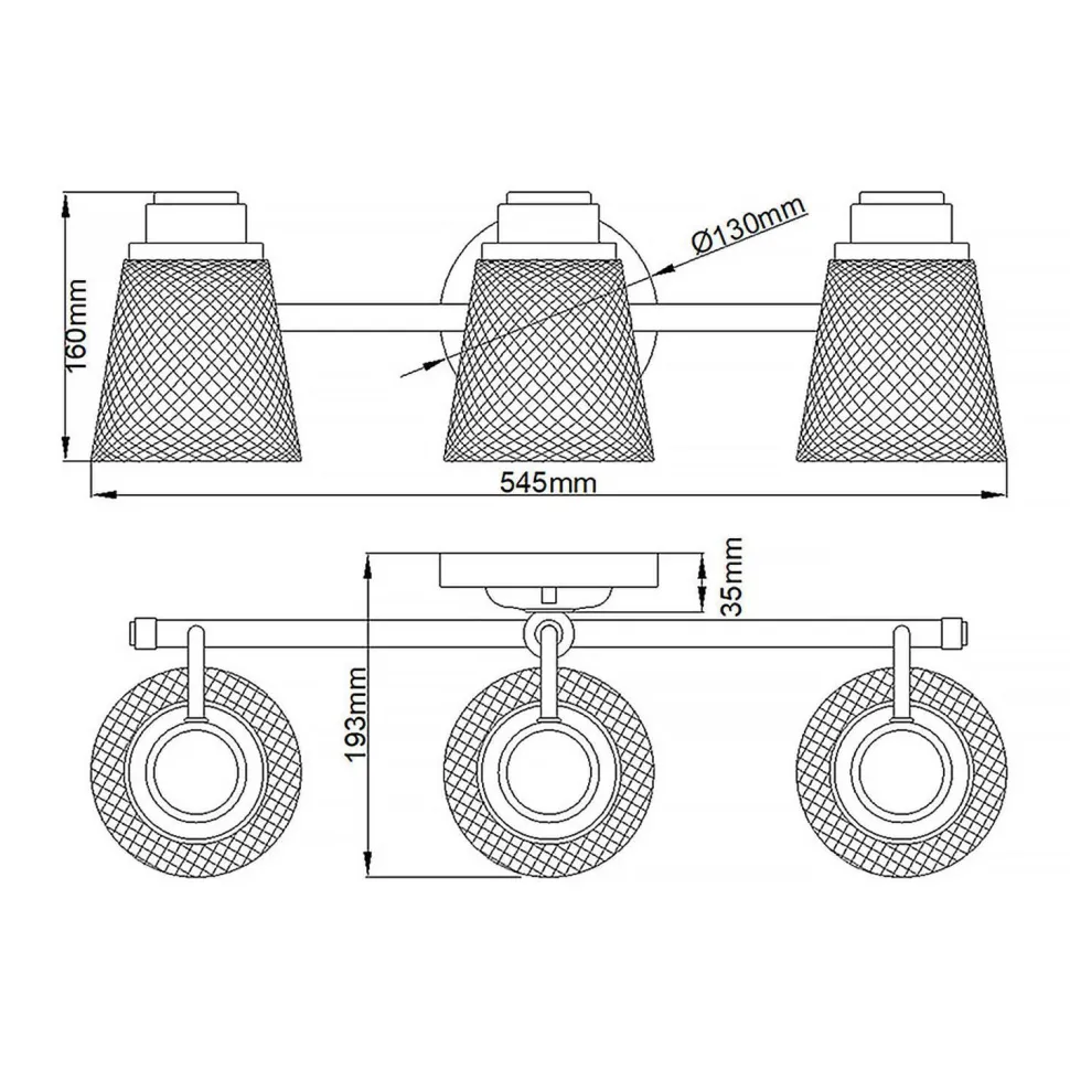 Badezimmerleuchte Wand IP44 54,5 cm breit mit 3x G9 LED