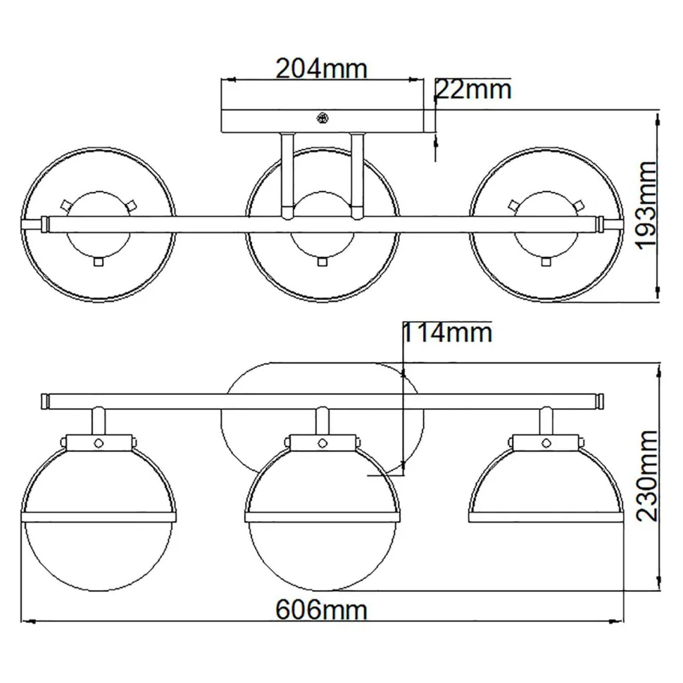 Badezimmerleuchte Wand IP44 60,6 cm lang in Messing Antik