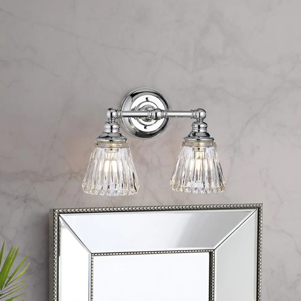 Badezimmerleuchte Wand LED G9 IP44 B: 35,2 cm Metall Glas