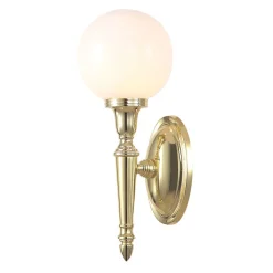 Badlampe aus Messing Glas mit LED IP44 Jugendstil