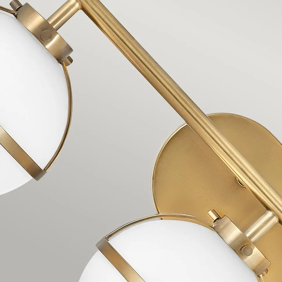 Badlampe Glas Metall E14 IP44 B: 60,6 cm Messing Antik Weiß