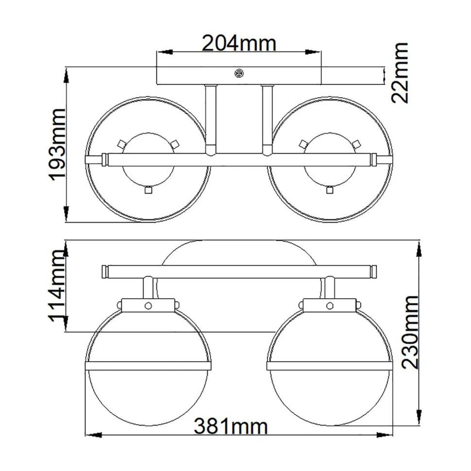 Badlampe Spiegel Metall Glas B: 38,1 cm IP44 in Messing Antik