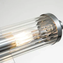 Badlampe Wand Glas Metall E14 IP44 B: 40,7 cm Chrom poliert