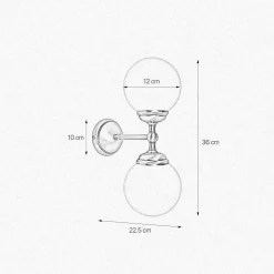 Badlampe Wand H: 36 cm 2-flammig E14 Glas Messing