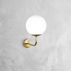 Badlampe Wand in Bronze hell Weiß E14 Messing Glas