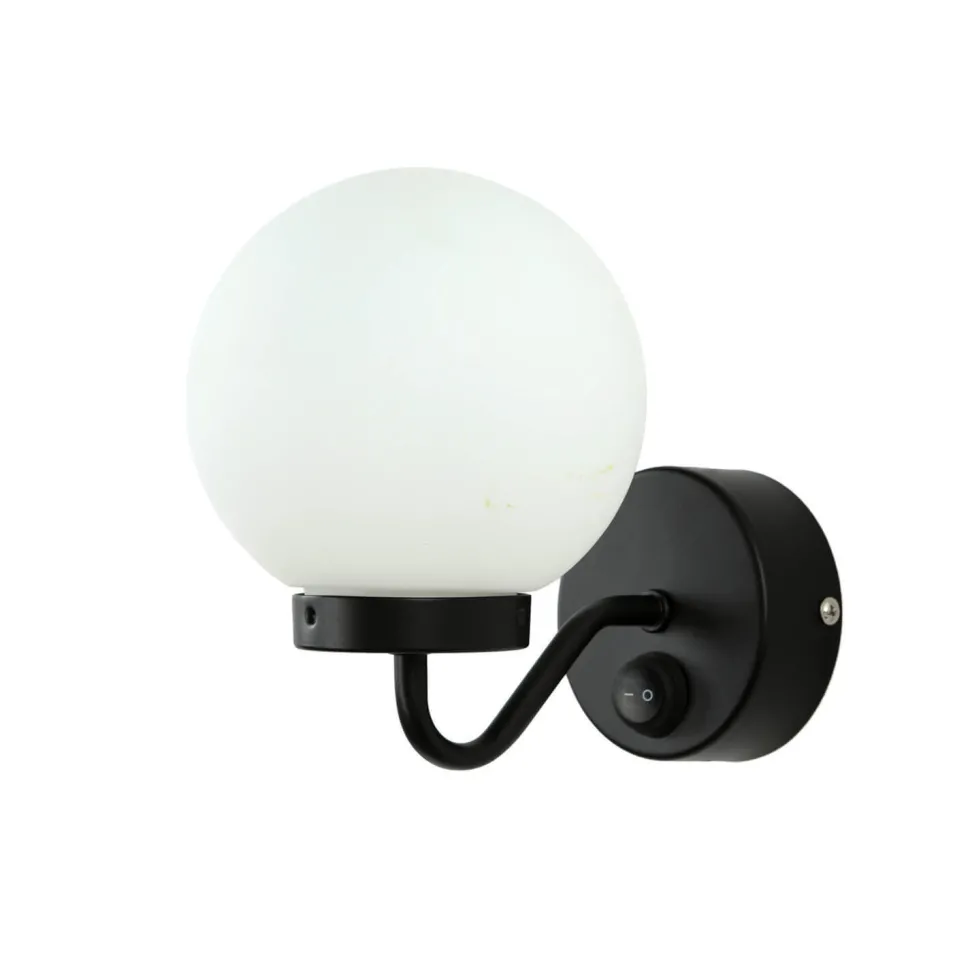 Badlampe Wand IP44 Schwarz Weiß Glasschirm TOHO