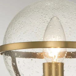 Badlampe Wand Metall Glas IP44 H: 40,3 cm in Messing Antik