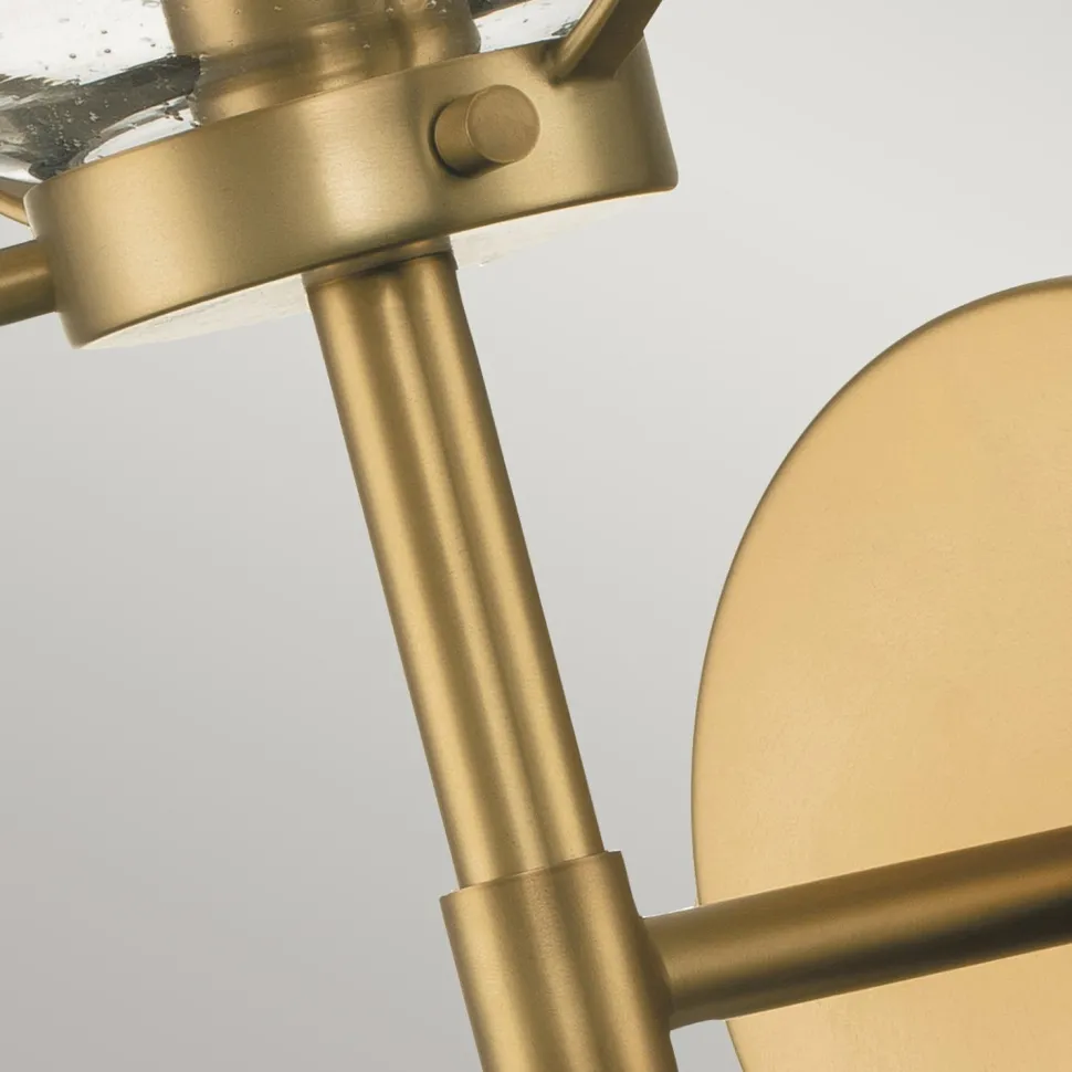 Badlampe Wand Metall Glas IP44 H: 40,3 cm in Messing Antik