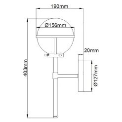 Badlampe Wand Metall Glas IP44 H: 40,3 cm in Messing Antik