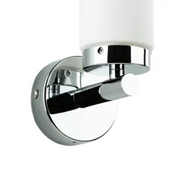 Badlampe Wand Spiegel Glas Metall in Chrom Weiß elegant