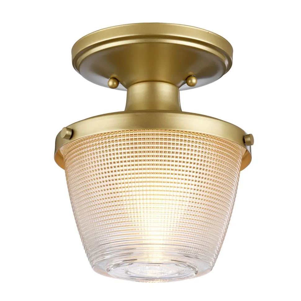 Badleuchte Decke IP44 in Messing Klar klein Metall Glas