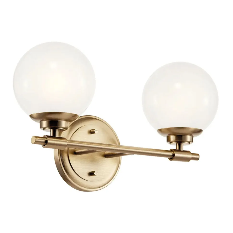 Badleuchte Wand mit 2x G9 LED 37,3 cm breit IP44 Glas Metall