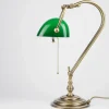 Banker Tischlampe aus Echt-Messing in Bronze