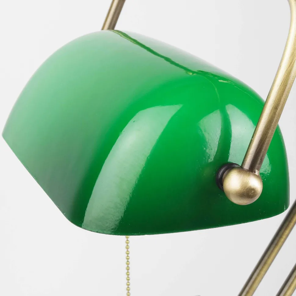 Banker Tischlampe aus Echt-Messing in Bronze