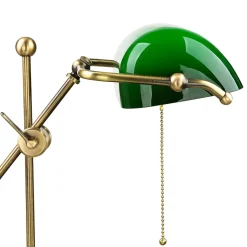 Bankerlampe Glas Messing massiv 47 cm