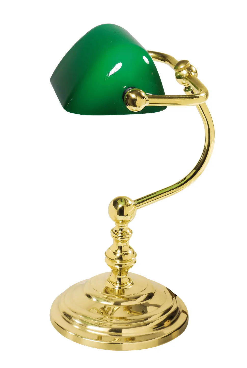 Bankerlampe Gold 24K aus Messing mit Glasschirm