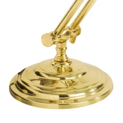 Bankerlampe Grün H: 35 cm verstellbar Echt-Messing Glas E14