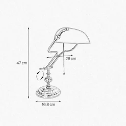 Bankerlampe Jugendstil 47 cm Messing Glas Zugschalter E27