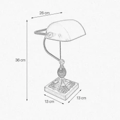 Bankerlampe Messing massiv Glas 36 cm hoch schwenkbar