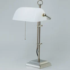 Bankerleuchte W2 aus Nickel matt