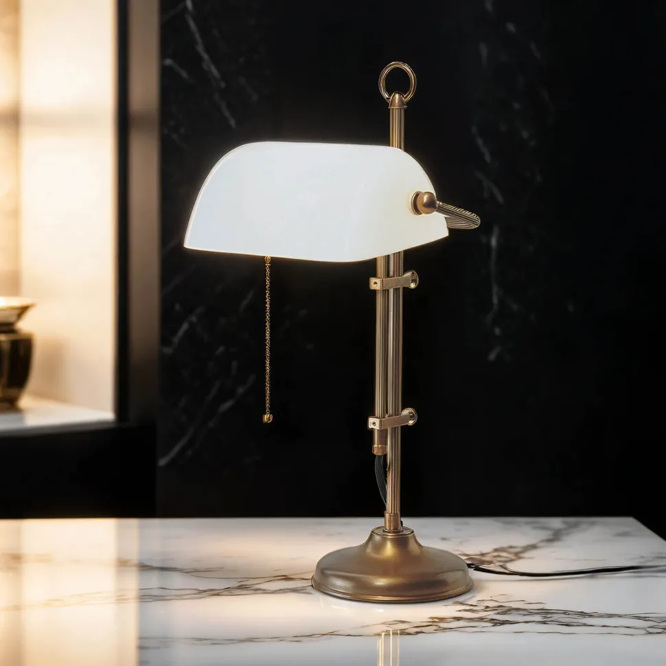 Bankerleuchte W1 komplett aus Messing