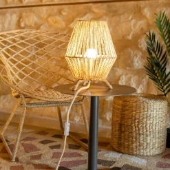 Beistelllampe Dreibein Rattan H: 32,5 cm E27 YILAN