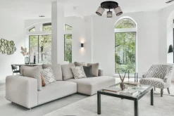 Beweglicher Deckenspot blendarm Stoff Schwarz Beige E14