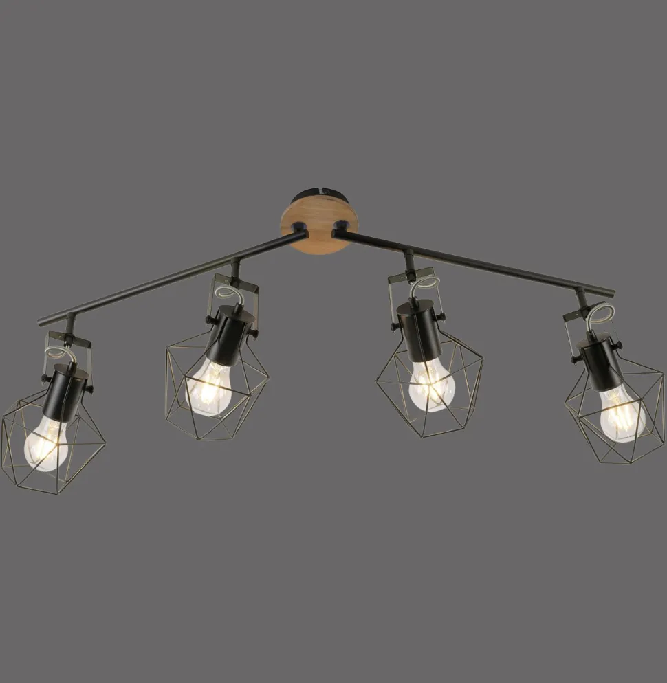 Beweglicher Deckenspot Holz Metall 110 cm E27 Vintage