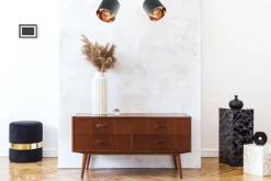 Beweglicher Deckenstrahler Stoff E27 70 cm in Grau Gold