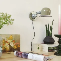 Beweglicher Wandspot mit Stecker in Grün Silber T:29 cm